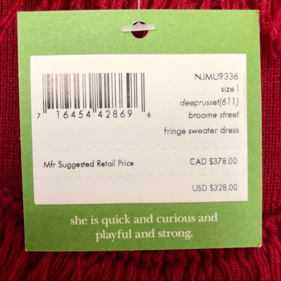 Kate Spade Deep Red Fringe Sweater Dress - Picture 5 of 6